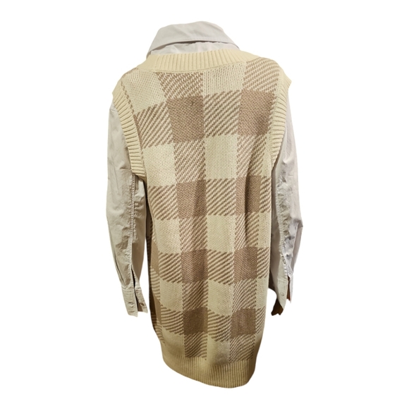 Abercrombie & Fitch Beige Checkered Sweater Dress Oversized - Picture 3 of 4